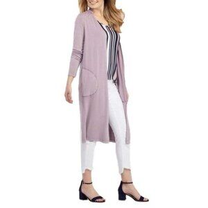 Tribal Jeans Open Front Longline Cardigan Sweater Women S Quilted Shoulder Lilac